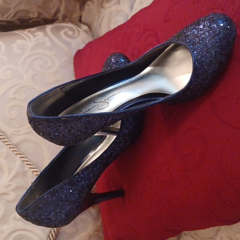 Jessica Simpson sparkley blue heels.